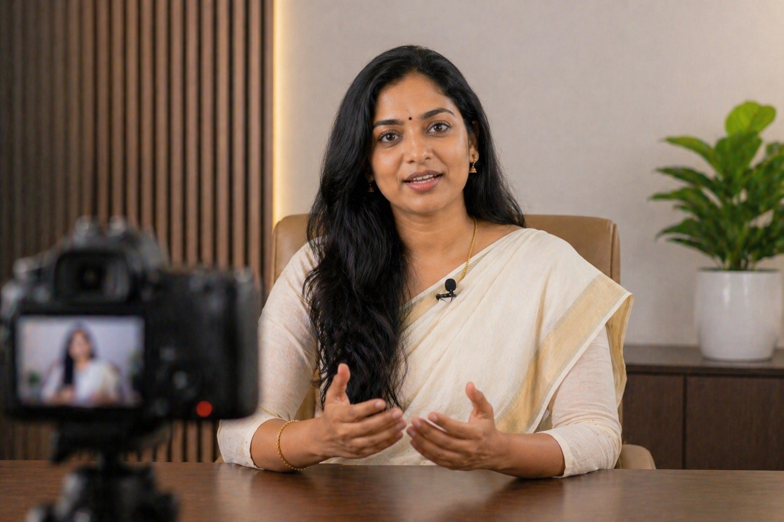 Psychologist recording educational video in Chennai